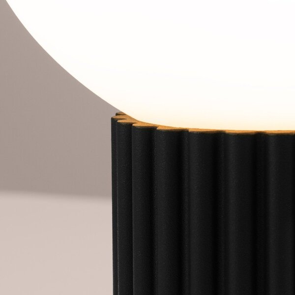 Lampada da tavolo nera con paralume in vetro (altezza totale 19 cm) Orbital – Sollux