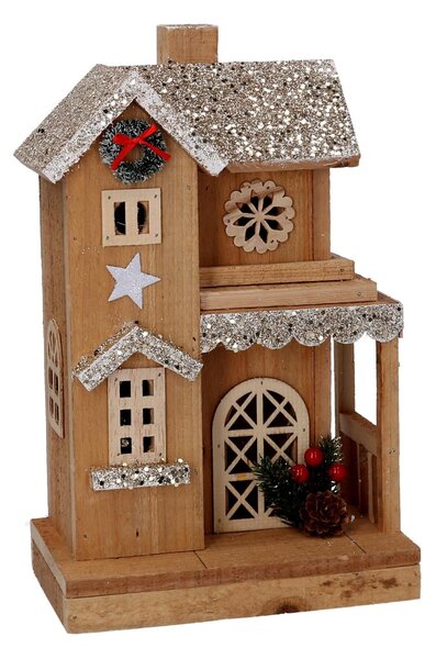 Casetta legno con led naturale cm 19x12xh30,7