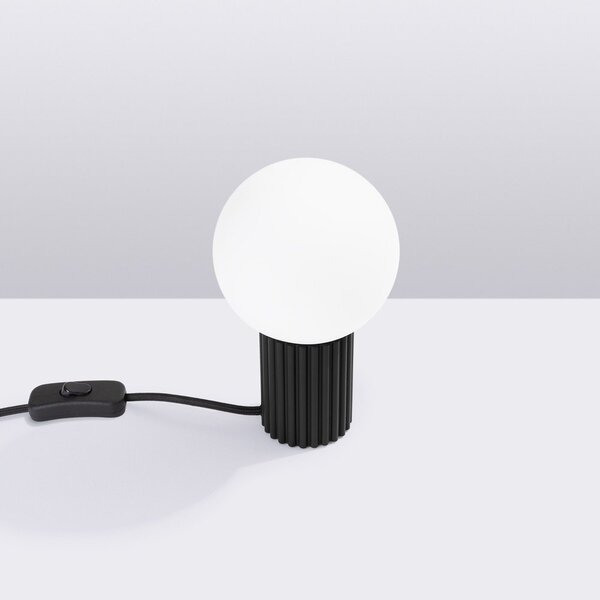 Lampada da tavolo nera con paralume in vetro (altezza totale 19 cm) Orbital – Sollux