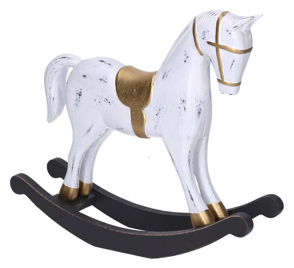 Cavallo a dondolo legno bianco cm 42x8xh31