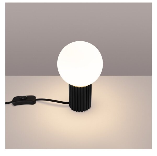 Lampada da tavolo nera con paralume in vetro (altezza totale 19 cm) Orbital – Sollux