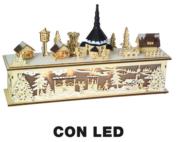 Casetta legno led cm 45x10xh26