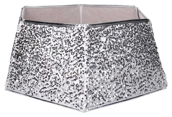 Copri base albero tessuto pieghevole argento double face esagonale cm Ø68xh25