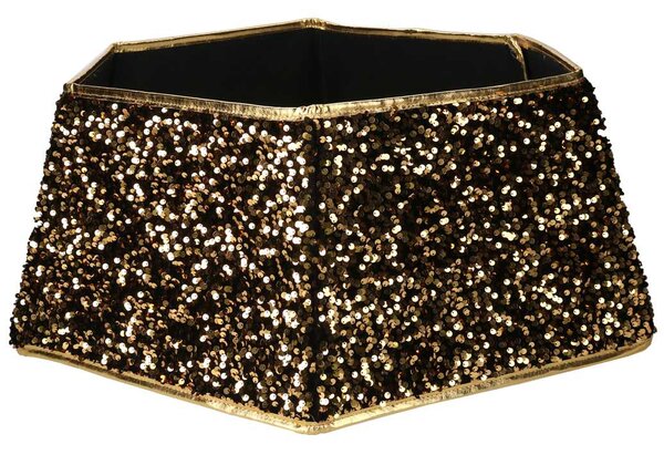 Copri base albero tessuto pieghevole oro double face esagonale glitter cm Ø68xh25