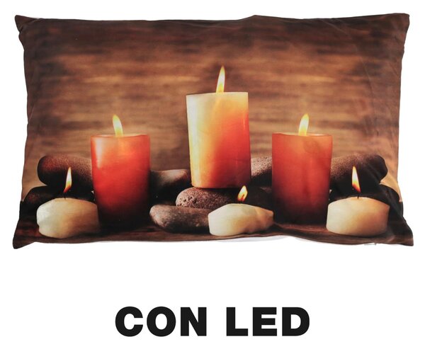 Cuscino tessuto candele led cm 30x50
