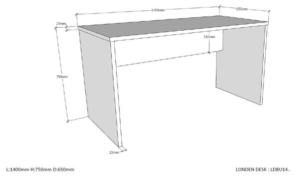 Scrivania per bambini 140x65 cm London - Vipack
