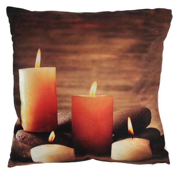 Cuscino tessuto candele led cm 40x40