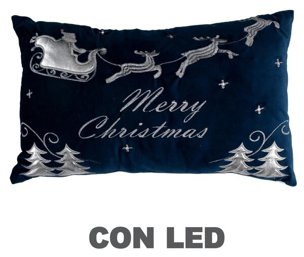 Cuscino led tessuto con renne cm 50x30x12