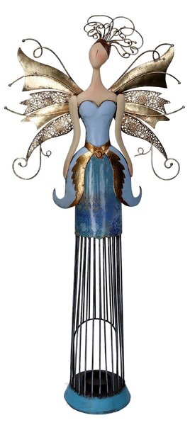 Fatina metallo blu e oro cm 32x12,7xh71,8