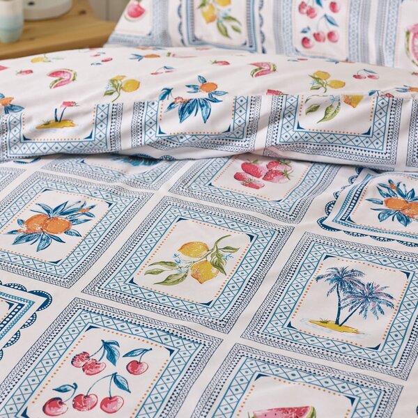 Biancheria da letto blu per letto matrimoniale/per letto esteso 230x220 cm Riviera Tiles – Catherine Lansfield