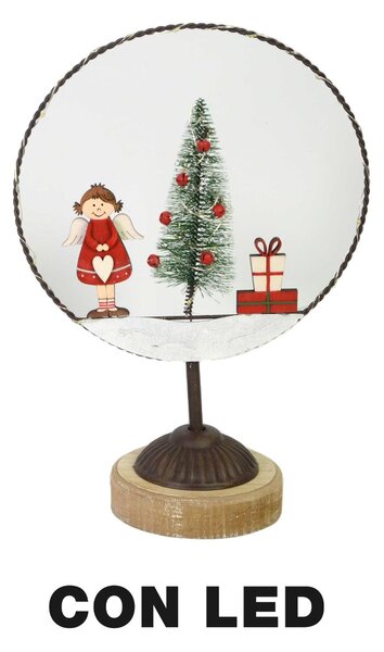 Decorazione metallo led con albero cm 20x11xh30