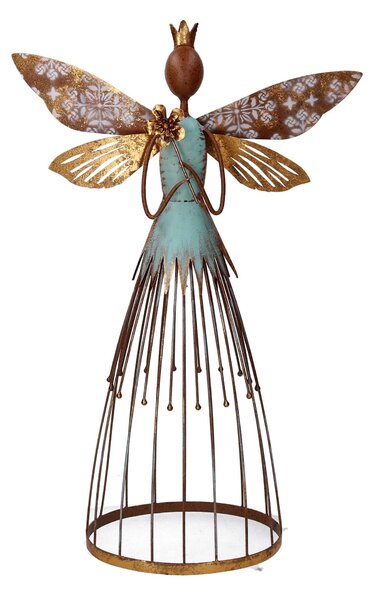 Fatina metallo con fiore oro cm 38,7x16xh66,7