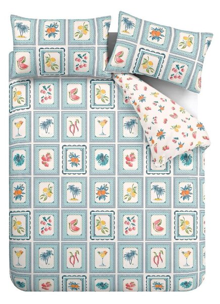 Biancheria da letto blu per letto matrimoniale/per letto esteso 230x220 cm Riviera Tiles – Catherine Lansfield