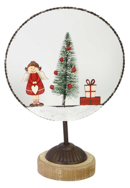 Decorazione metallo led con albero cm 20x11xh30