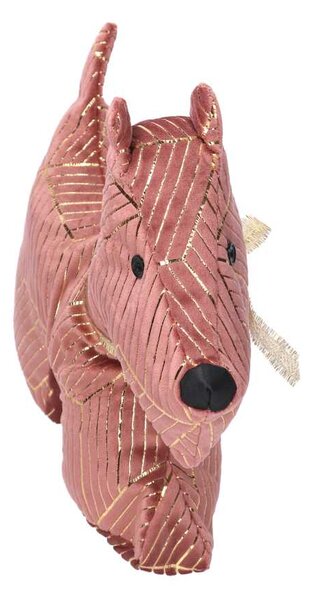 Fermaporta tessuto cane rosa cm 35x5xh26