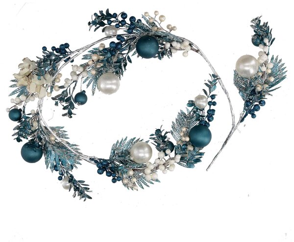 Festone plastica sfere bianco e blu cm 125