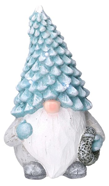 Gnomo resina azzurro seduto con led cm Ø21,5xh36,5