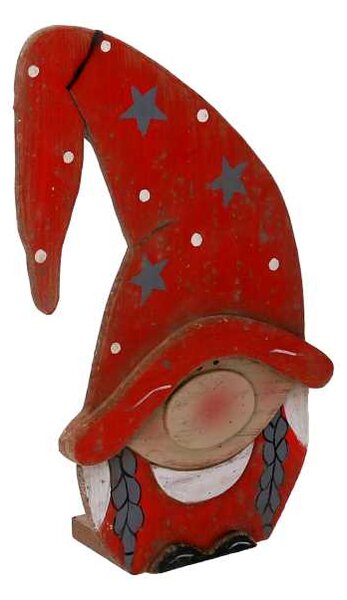 Gnomo legno ragazza rosso cm 18,5x7,5xh30