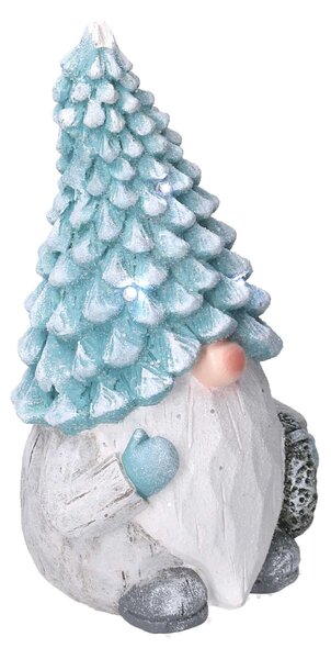 Gnomo resina azzurro seduto con led cm Ø21,5xh36,5