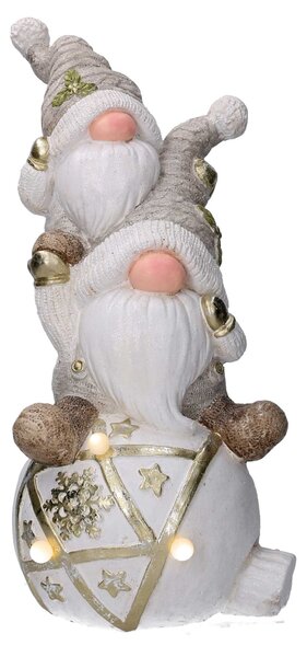 Gnomo resina su sfera grigio con led cm 24,7x23xh56