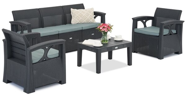 Set di mobili da giardino in technorattan Reno 5 Garden Point antracite