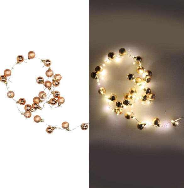 Luce filo sfera rame 48 led bianco caldo alimentazione fissa cm Ø4x120