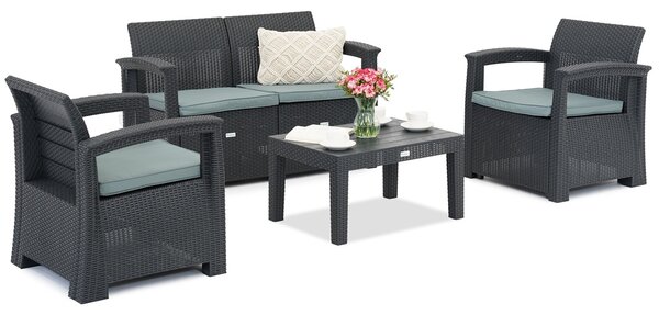 Set di mobili da giardino in technorattan Reno 4 Garden Point antracite