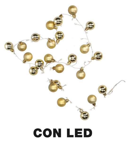 Luce filo sfera oro 48 led bianco caldo alimentazione fissa cm Ø4x120
