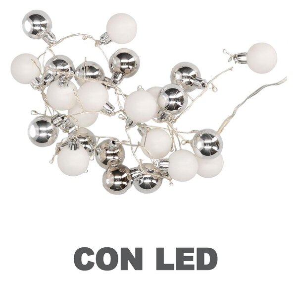 Luce filo sfera bianco 48 led bianco caldo alimentazione fissa cm Ø4x120