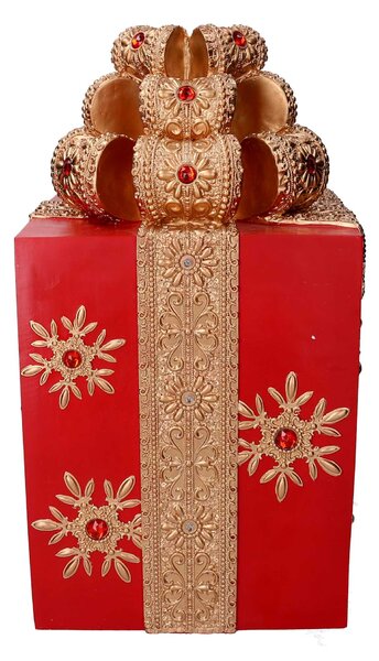 Pacco regalo resina oro e rosso cm 28x28xh50,8