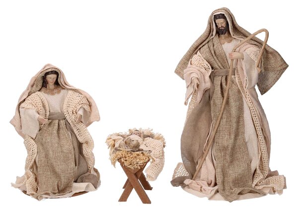 Natività tessuto set 3pz beige cm xh25,5