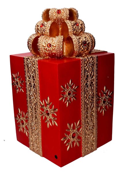Pacco regalo resina oro e rosso cm 28x28xh50,8