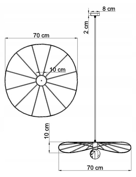 Apparecchio a sospensione nero ø 70 cm Elliot - Sollux