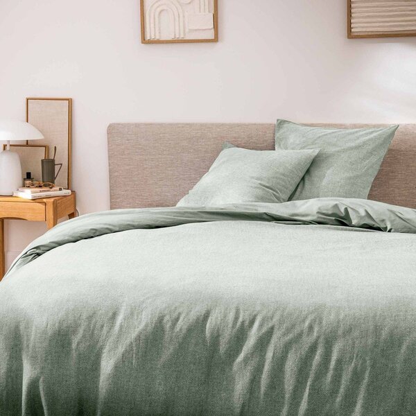 Set copripiumino e federa verde in cotone per letto matrimoniale/per letto esteso 3 pezzi 240x220 cm Meline – douceur d'intérieur
