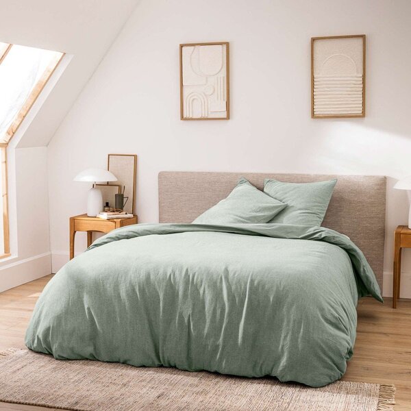 Set copripiumino e federa verde in cotone per letto matrimoniale/per letto esteso 3 pezzi 240x220 cm Meline – douceur d'intérieur
