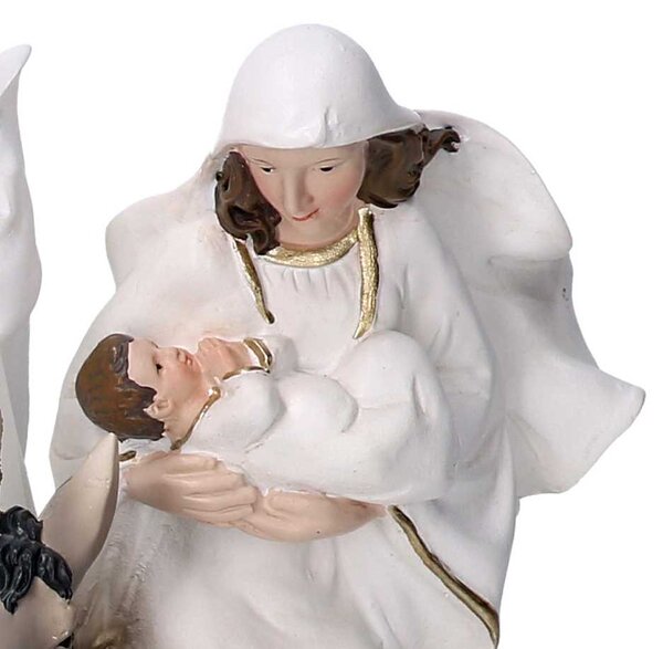 Natività resina bianco cm 12x12xh21