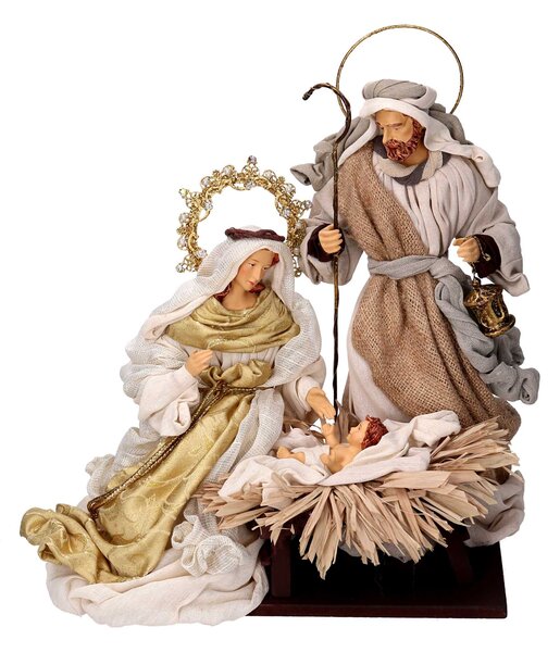 Natività tessuto bianco e oro cm xh35,5