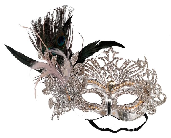 Maschera plastica argento cm 30