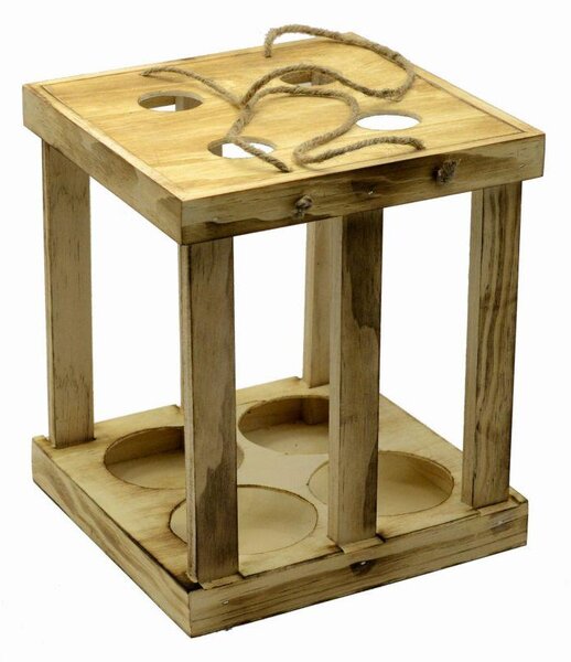 Portabottiglie vino legno rustico cm 22,2x22,3xh25,5