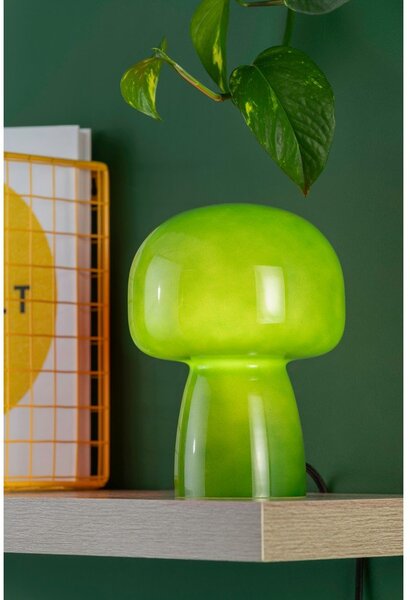 Lampada da tavolo verde scuro in vetro (altezza totale 20 cm) Fervor – Leitmotiv