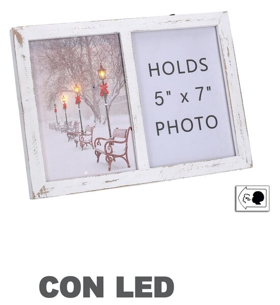Portafoto legno bianco rettangolare cm 27x20x3