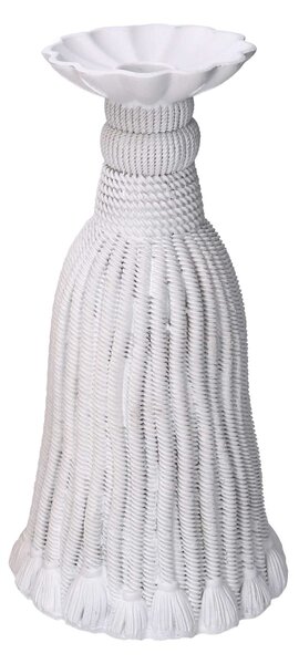 Portacandele resina nappina bianco cm Ø14xh25,6