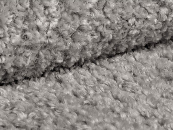 Poggiapiedi grigio chiaro con rivestimento in bouclé Dia – Micadoni