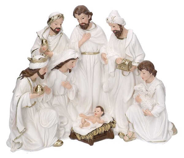 Natività resina bianco cm 23x12,5xh19,5
