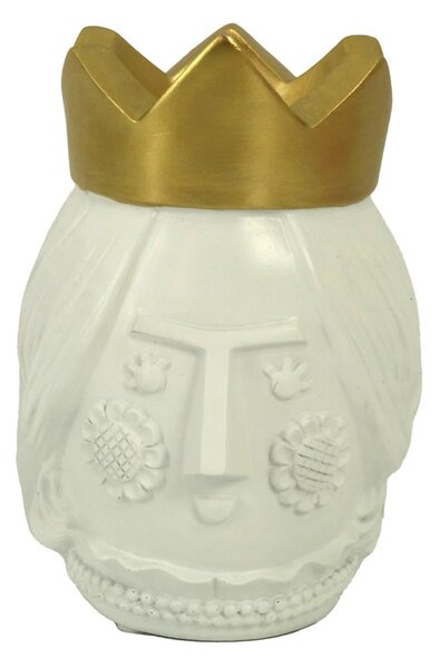 Portavaso resina viso regina oro bianco cm 11x14xh17