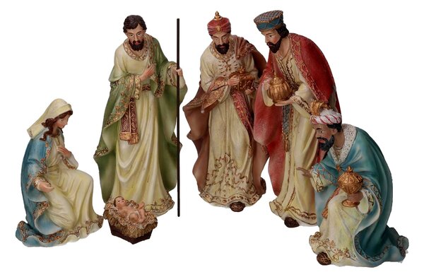 Natività resina con re magi oro cm xh31