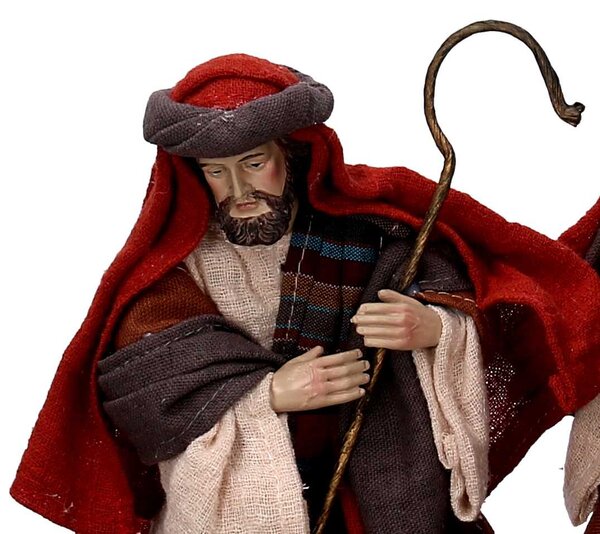 Natività tessuto set 9pz rosso cm xh25,5