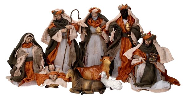 Natività tessuto set 9pz ocra cm xh25,5