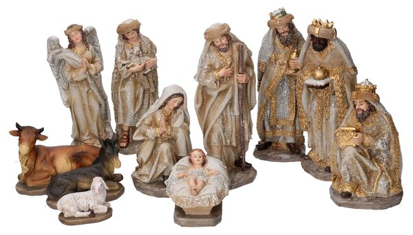 Natività resina set 11pz oro cm xh20