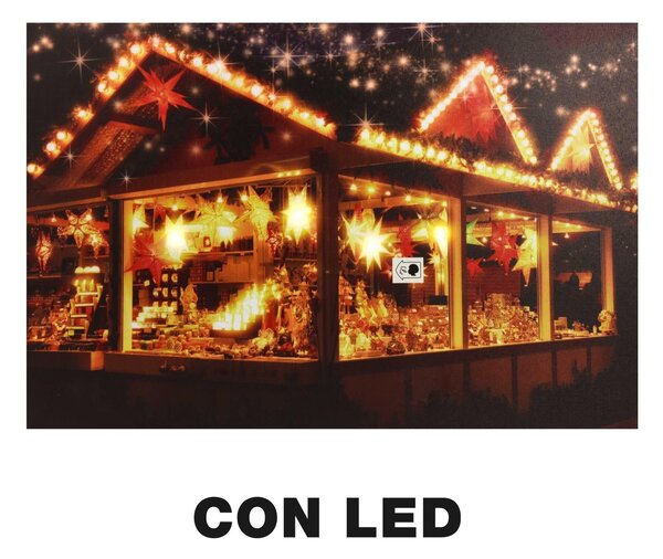 Quadro con led legno multicolor rettangolare cm 60x40xh1,8